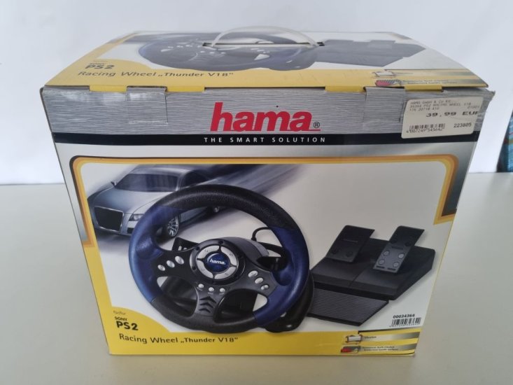 (Bild für) PS2 Hama Racing Wheel Thunder V18 - zum Schließen ins Bild klicken