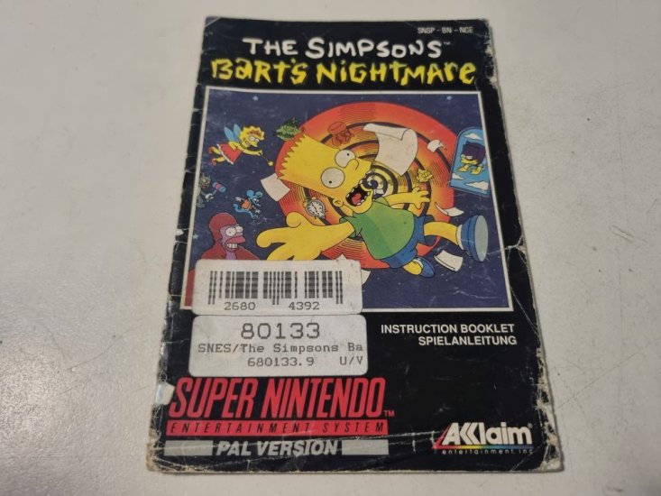 (Bild für) SNES The Simpsons - Bart's Nightmare NOE Anleitung - zum Schließen ins Bild klicken