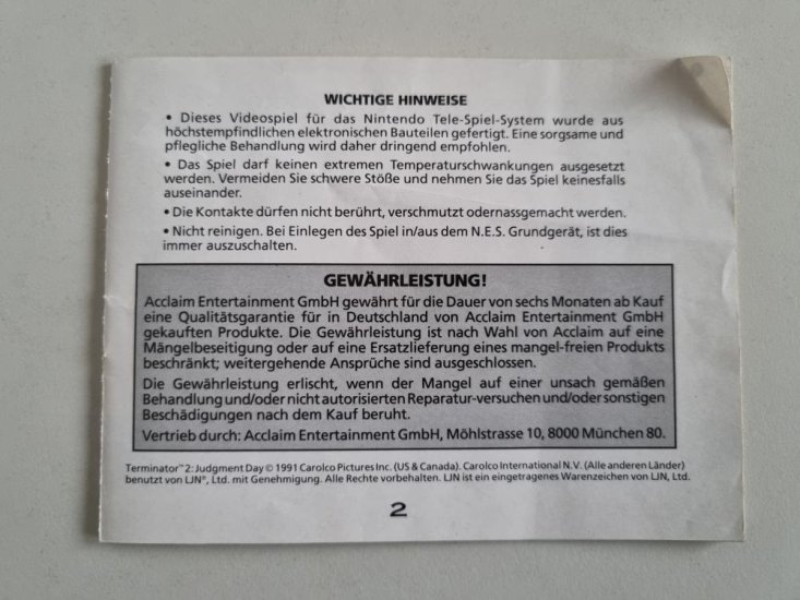 (Bild für) NES T2 Terminator 2 - Judgment Day Anleitung - zum Schließen ins Bild klicken
