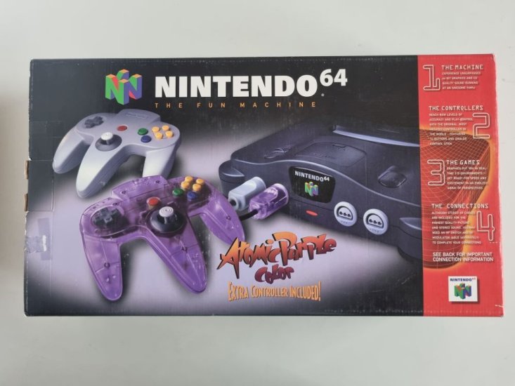 (Bild für) N64 US Konsole - Atomic Purple Color - zum Schließen ins Bild klicken