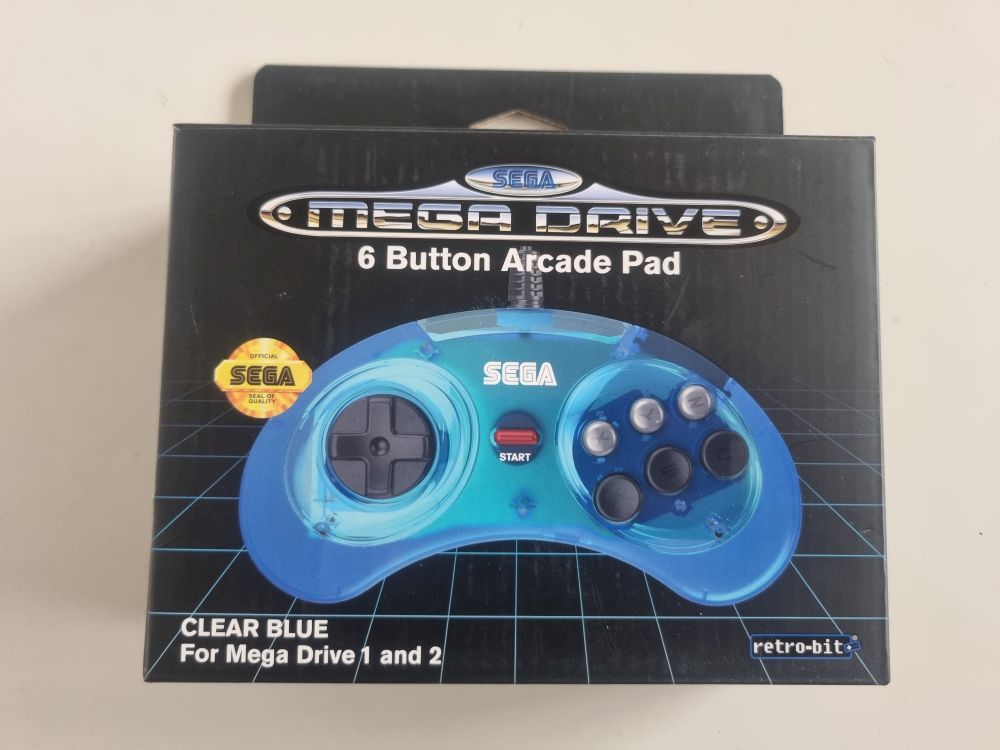 (Bild für) MD 8-Button Arcade Pad - Clear Blue - zum Schließen ins Bild klicken