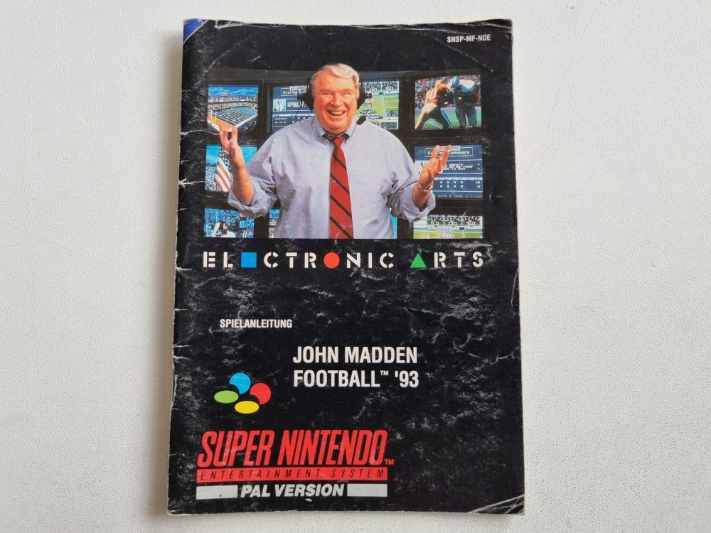 Manual - John Madden Football 93 - Snes Super Nintendo-SNES_