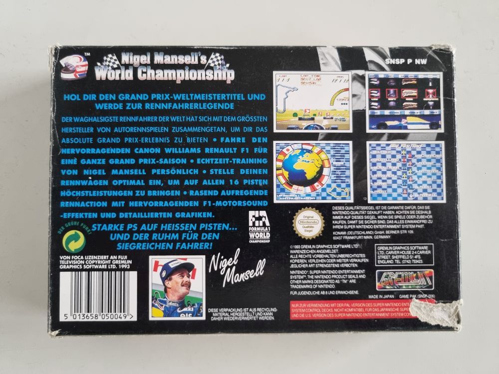 SNES Nigel Mansell's World Championship NOE - Click Image to Close