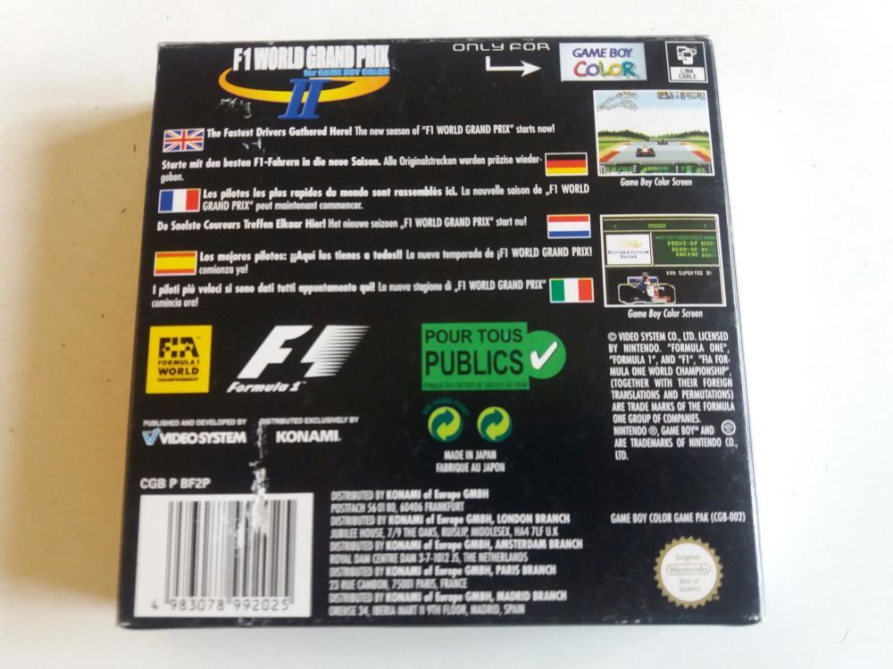 ブランド 新品 ゲームボーイカラー ソフト F1 WORLD GRAND PRIX II