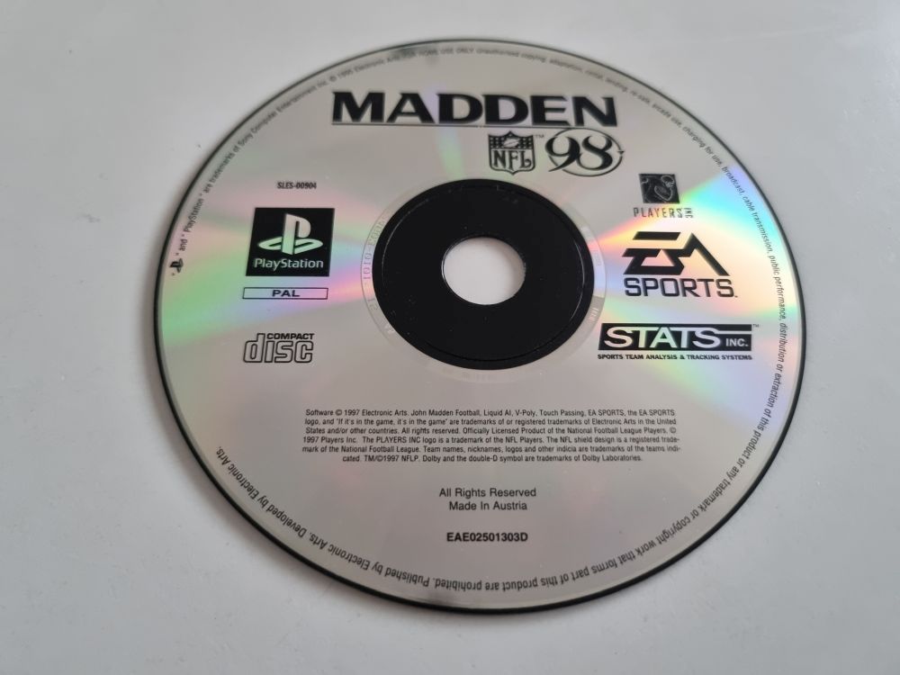 (Bild für) PS1 Madden NFL 98 - zum Schließen ins Bild klicken