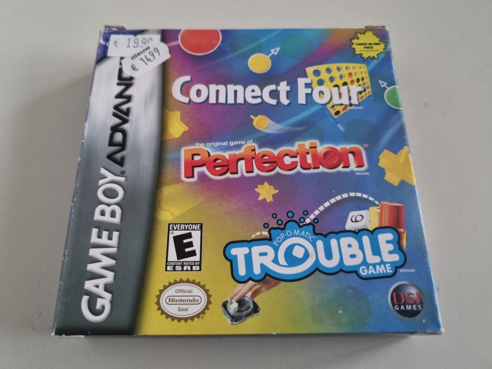 (Bild für) GBA Connect Four + Perfection + Trouble Game USA - zum Schließen ins Bild klicken