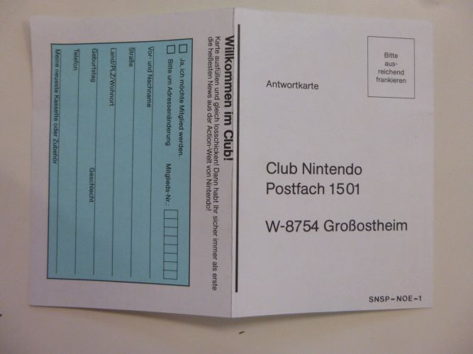 Club Nintendo Registration Card - zum Schließen ins Bild klicken