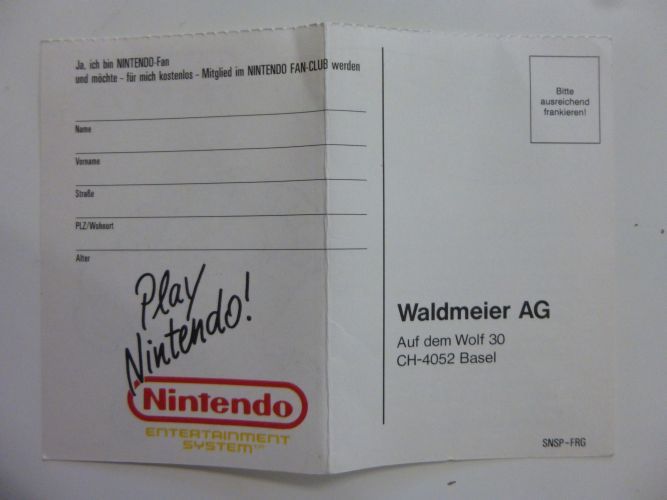 Club Nintendo Registration Card - zum Schließen ins Bild klicken