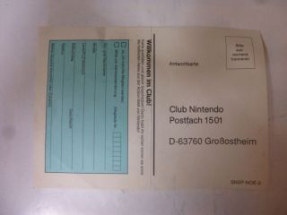 Club Nintendo Registration Card